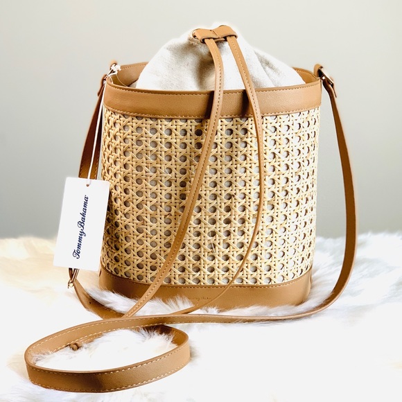 tommy bahama straw bucket bag